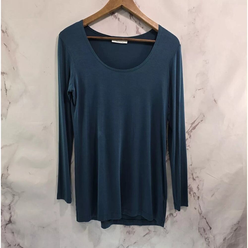 Bryn Walker Shirt Women XS Green Long Sleeve Tunic Scoop Neck Dark Forest